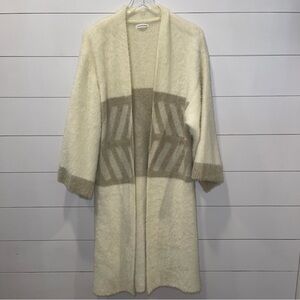 Anthropologie Merzouga Cozy Cream & Tan Kimono Sleeve Long Sweater OSFM